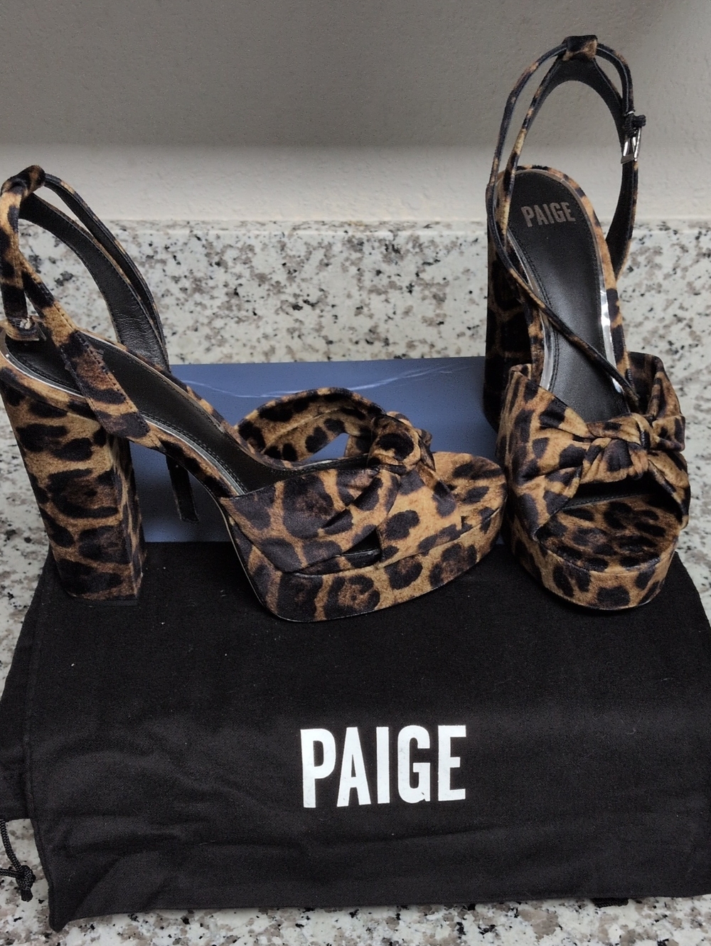 PAIGE Carter Leopard Print Platform Heels Sz 10 Animal Print Velvet - Picture 3 of 8